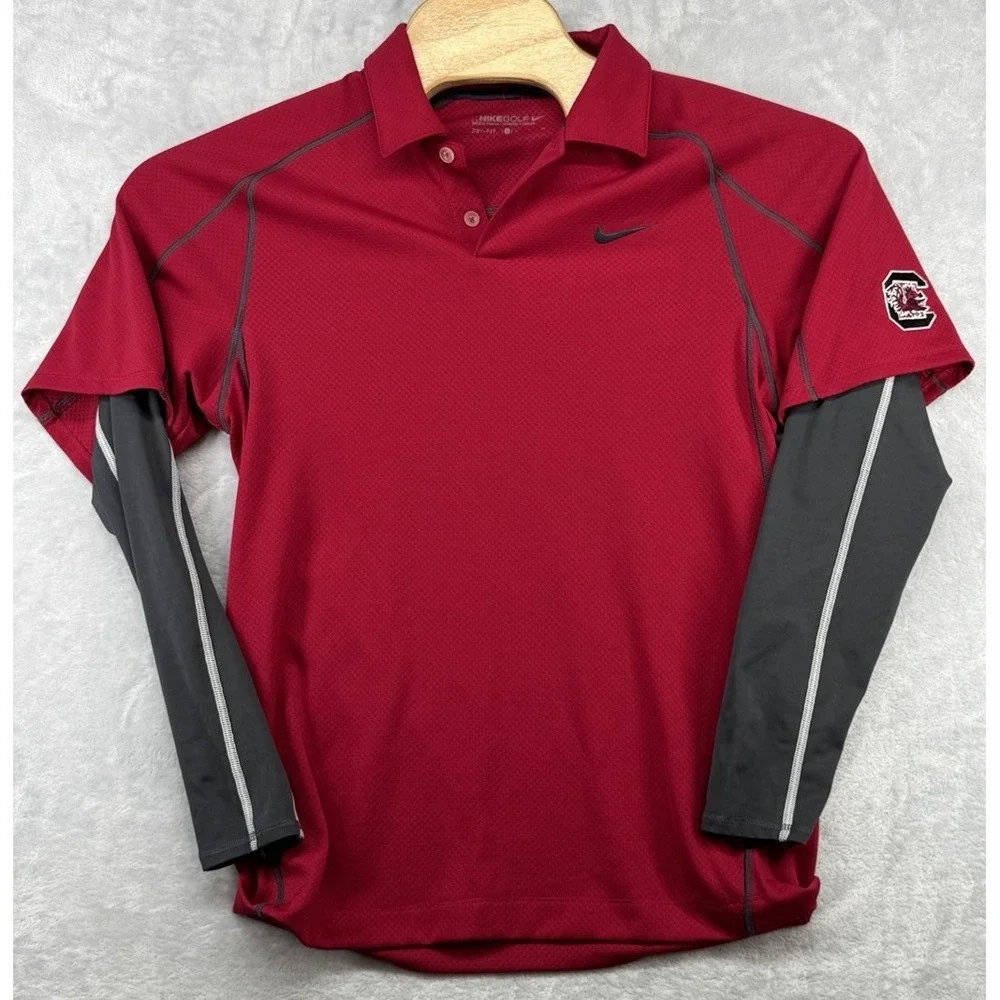 VTG Nike Golf Dri Fit Long Sleeve South Carolina Gamecocks Polo Shirt Men's S